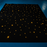 Rideau LED Lumineux Étoilé Blanc Chaud en Tissu Noir pour Décoration de Scène et Mariage