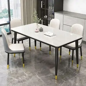 Goede Kwaliteit Eettafel Live Rand Plaat Tafel Eigentijdse Marmeren Dining Sets Nieuwste Huis Meubilair