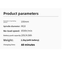 Meuleuse d'angle sans fil au lithium-ion KEN BL9120-40S 100 mm pour la découpe et le polissage, outil électrique sans fil avec batterie 4,0 Ah