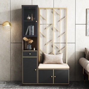 <span class=keywords><strong>Armoire</strong></span> d'entrée de luxe noire de Style nordique avec cadre en acier inoxydable, stand de rangement de salon pour <span class=keywords><strong>chaussures</strong></span>, <span class=keywords><strong>armoire</strong></span> de rangement - Product Image 2