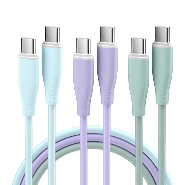High-Speed 60W/100W Type-C to Type-C Silicone Charging Cable Fast Charger and Data Transfer for Mobile Devices