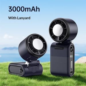 พัดลมมือถือพับได้ขนาดเล็กพิเศษ 100 ระดับความเร็ว 3000mAh ได้รับการรับรอง KC ใช้ได้ทั้งแบบคล้องคอ/พกพา และตั้งโต๊ะ ใช้ในบ้านและในรถยนต์ - Product Image 4