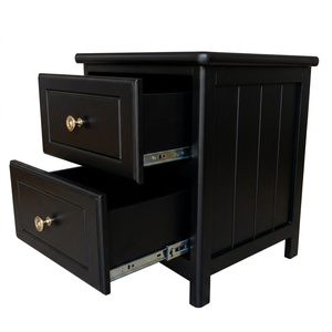 Classic Elegant Black 2-Drawer Nightstand - Sturdy Radiata Wood & MDF <b>End</b> <b>Table</b> & Side <b>Table</b> for Bedroom & Living Room - Product Image 3