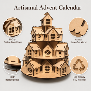 Calendario de Adviento de Madera DIY con Casas de Pueblo Navideñas de 25 Días y Techos Desmontables para Exhibición en Mesa - Product Image 6