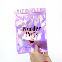 Pochette à fermeture éclair holographique en Mylar avec logo personnalisé, scellée sur 3 côtés, résistante à l'humidité, sac d'emballage en plastique transparent pour outils de maquillage et de beauté