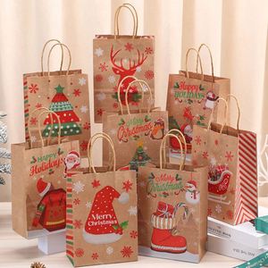 Folding <b>Christmas</b> Kraft Paper <b>Bag</b> with Handle Custom Print Merry <b>Christmas</b> <b>Gift</b> - Product Image 2