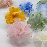 MOQ 1 Bros Bunga Kain Mesh, Aksesoris Anting Hiasan Kepala, Bunga Organza Tepi Terbakar Chiffon Multi-layer 4*4cm 2.5g