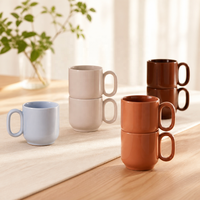 Ensemble de tasses en céramique de style nordique, couleur unie, avec poignée épaisse, pour café, thé, bureau, maison, vaisselle durable émaillée, cadeau, utilisation en gros sur le bureau
