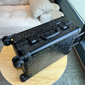Valise <span class=keywords><strong>cabine</strong></span> noire à roulettes en aluminium, best-seller, personnalisable, 20/24 pouces - Product Image 2