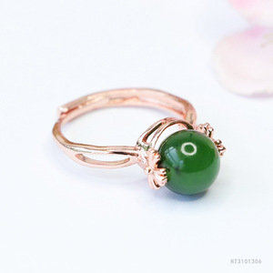 Anello in Giada Hetian Ximang 2026 con Perle Rotonde in Diaspro Girevole da Donna - Ingrosso Fabbrica S3101306 - Product Image 2
