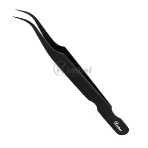 Pince à cils en acier inoxydable de marque privée personnalisée pince à épiler d'extension de cils à pointe en fibre nano poignée droite - Product Image 3