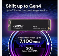 Crucial P310 1TB 2TB 4TB 2280 PCIe Gen4 3D NAND NVMe M.2 SSD 7.100 MB/s Internal Solid State Drive