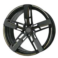 Neue Geschmiedete Leichtmetallfelgen Glänzend Schwarz mit Silbernem Akzentring für PKW 18-20 Zoll 5x114,3 Lochkreis Hochleistungs-Modifizierte Radnaben Audi