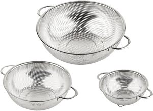 Ensemble de passoires tendance pour fruits et légumes en acier inoxydable, finition argentée polie, écologique, pour égoutter, laver et stocker, pour la cuisine domestique - Product Image 6
