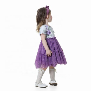 Di modo di estate floreale maglia di paillettes stelle di <span class=keywords><strong>tulle</strong></span> capretti del <span class=keywords><strong>vestito</strong></span> del bambino della ragazza abiti - Product Image 3