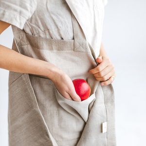 Bolso grande de lino con asa larga para compras, bolsa de mano de playa con bolsillos - Product Image 3