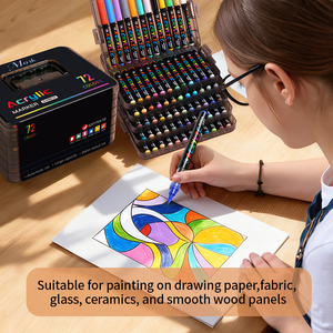 Marqueurs acryliques liquides de haute qualité avec pointe pinceau souple, système de contrôle de l'encre, étui de rangement portable, utilisés par les étudiants - Product Image 4