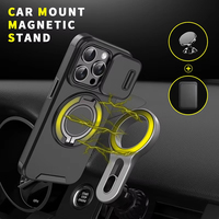 360 ° Coque de téléphone antichoc en TPU souple + PC rigide avec anneau métallique rotatif dissimulé et support de voiture pour iPhone 15 Pro Max 13 12 11 14 16 Pro Max Plus
