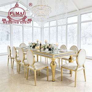 Exquisita Mesa Rectangular Moderna para Recepción de Bodas, con Cubierta de Vidrio Transparente y Decoración de Cristal, para Uso en Hoteles, Comedores y Exteriores - Product Image 3