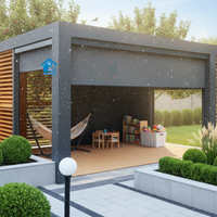 Pergola Bioclimatique Motorisée en Aluminium de Luxe Moderne Chinois Sweet Home avec Toit à Lames Orientables, Abri Extérieur Imperméable et Ombre Antique