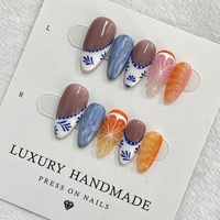 Lot de 10 faux ongles en gel PMMA peints à la main, vente en gros, best-seller, magnifiques, luxueux, personnalisés, faits à la main pour doigts, forme ballerine ou cercueil