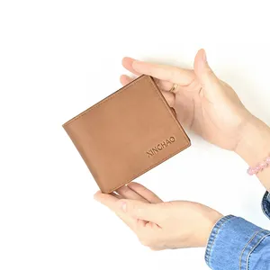 High End Top Grain Leather Wallet Minimalist Bifold Wallet Men's Wallet Money Clip With Emboss Logo