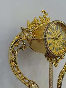 Jam Lantai Vintage Mewah Emas Jam Kakek Elegan dengan Gaya Antik Bahan Kaca Kristal untuk Penggunaan di Rumah atau Hotel - Product Image 4