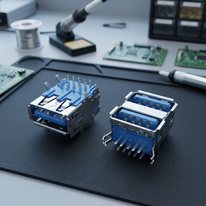อะแดปเตอร์ USB 3.0 แบบตัวเมีย ชนิด DIP มุมฉาก  วัสดุสแตนเลส 2 ชั้น  ขั้วต่อแบบ Kick Connector  หน้าสัมผัสเคลือบดีบุก  มาตรฐาน UL94V-0 ป้องกันไฟลุก - Product Image 3