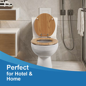 บานพับปรับได้สำหรับห้องน้ำสแกนดิเนเวียที่นั่งชักโครกทำจากไม้โอ๊คทรงกลมดีไซน์ทันสมัย - Product Image 5