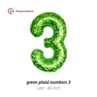 Ballons en Mylar à chiffres de 40 pouces, motif à carreaux vert pixelisé, chiffres 0 à 9, ensemble complet, style jeu Minecraft, grands chiffres, pour enfants