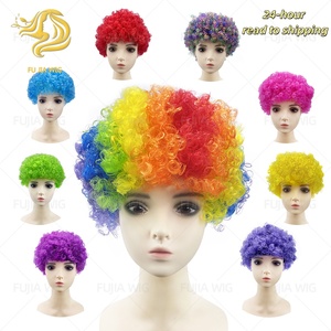 Fujia Custom capelli ricci Festival <span class=keywords><strong>parrucca</strong></span> colore esplosivo testa di personaggi <span class=keywords><strong>Clown</strong></span> Hip-hop Prop <span class=keywords><strong>parrucca</strong></span> <span class=keywords><strong>da</strong></span> calcio bandiera della tazza di colore ventaglio parrucche - Product Image 1