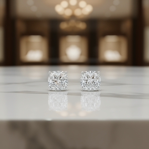 Boucles d'oreilles en or blanc E1644 avec diamants taille princesse, bijoux classiques en pierre naturelle pour femmes - Product Image 2