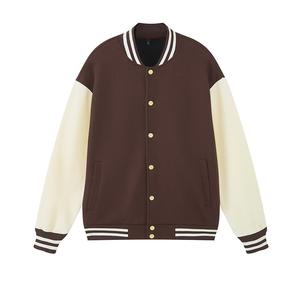 Chaqueta de Béisbol para Hombre, Otoño-Invierno, Básica, Color Sólido, 330GSM, Hombros Caídos, Cuello Alto, Ecológica, 100% Algodón - Product Image 1