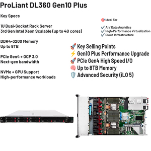 Servidor Empresarial de Alto Rendimiento en Oferta, <span class=keywords><strong>Proliant</strong></span> <span class=keywords><strong>DL360</strong></span> <span class=keywords><strong>Gen10</strong></span> Plus, Servidor en Rack, CPU Xeon, RAM DDR4, Base de Datos con IA - Product Image 1