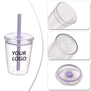 Nouvelle Tasse à Paille Multicolore Simple Couche 350ml en Tritan 2026 – Bouteille d'Eau, Mug à Café ou Thé au Lait avec Paille - Product Image 2