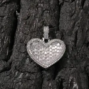 トレンディなハートバゲットCZペンダント18Kゴールドメッキネックレスハートジュエリー女性ファッションネックレス - Product Image 5