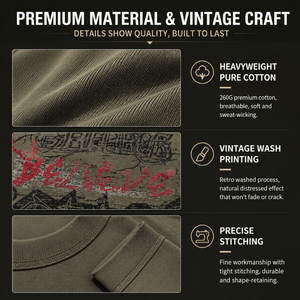 <b>Men</b> Loose Fit 260G Cotton Long Sleeve T-Shirt Heavyweight Washed Vintage Graphic Print Streetwear Supplier OEM Top Wear Bulk - Product Image 6