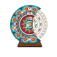 Calendrier de bureau en bois écologique rotatif 3D, art diamanté, mandala, DIY, calendrier de l'avent réutilisable avec strass de forme spéciale