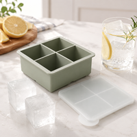 Moule à glaçons sphériques en silicone sans BPA, 4 cavités, flexible et réutilisable, pour whisky, bourbon, cocktails, avec couvercle