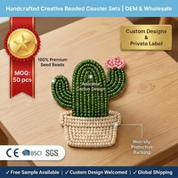 Sous-verres personnalisés faits main en perles DIY – Nom/Initiale/Couleur/Motif sur mesure – Ensemble de sous-verres en perles de rocaille pour cadeau de mariage – Vente en gros