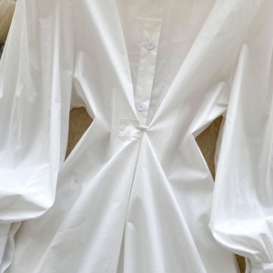 Vestido Camisero Estilo Minimalista para <span class=keywords><strong>Mujer</strong></span>, Diseño Holgado con Mangas Farol, Chic y Elegante para Primavera - Product Image 4