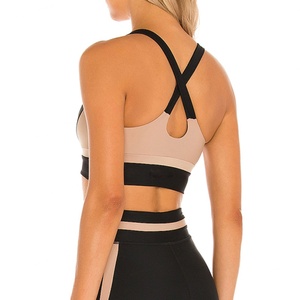 Conjunto de sujetador deportivo y top de yoga con espalda cruzada hueca para mujer, ropa deportiva para damas con colores en contraste, ropa de fitness - Product Image 6