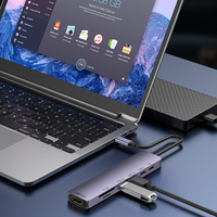 Base de Conexión USB-C 7 en 1 de Aleación de Aluminio 4K para Cargador PD de 100W, Lector de Tarjetas SD y TF con Doble USB 3.0, Hub Multipuerto para Windows