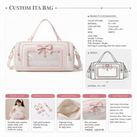 Sac fourre-tout personnalisé en PVC transparent avec fenêtre de présentation pour épingles, style Lolita Kawaii, pour femmes, sac à dos, vente en gros