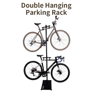 Support de rangement <span class=keywords><strong>suspendu</strong></span> pour vélos d'intérieur, double tête de suspension réglable, support de stationnement <span class=keywords><strong>suspendu</strong></span> pour deux vélos, argent - Product Image 2