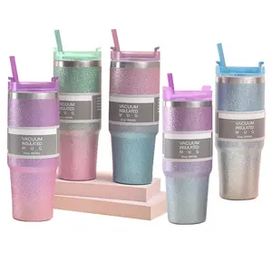 Twinkle Insulated Beer Tumblers 30oz Car Tumbler Coffee Mug Coffee Cup Diamond Paint Shiny Flickering Coffee Cups with Lid Straw