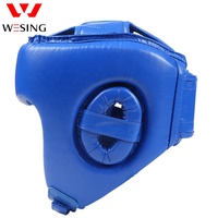 Casque de protection en cuir noir, bleu et rouge WESING pour arts martiaux, casque d'entraînement, protège-tête de boxe