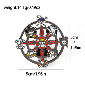Badge en métal électro-plaqué de style japonais, dessin animé, One Piece, accessoires, broche en alliage de crâne One Piece, décoration de sac - Product Image 3