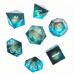 Juego de Dados Poliédricos de Resina Verde Personalizados Feeron, 7 Piezas, Pintados a Mano, Dragones y Mazmorras, Juegos de Mesa para Mayores de 14 Años - Product Image 6
