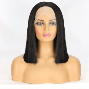 วิกผมลูกไม้เวียดนามแบบถักเปียคู่สั้น 13x4 ขายส่งยอดนิยม, วิกผมบ๊อบตรงแบบธรรมชาติจากผมเวียดนาม, สีดำสำหรับ<span class=keywords><strong>ผู้หญิง</strong></span> - Product Image 1